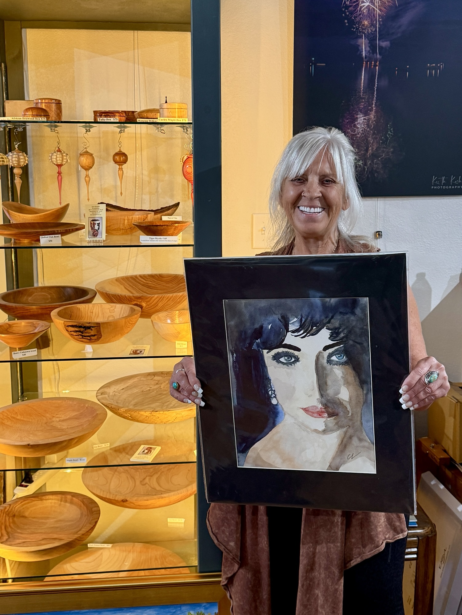 Helping Christine paint Elizabeth Taylor