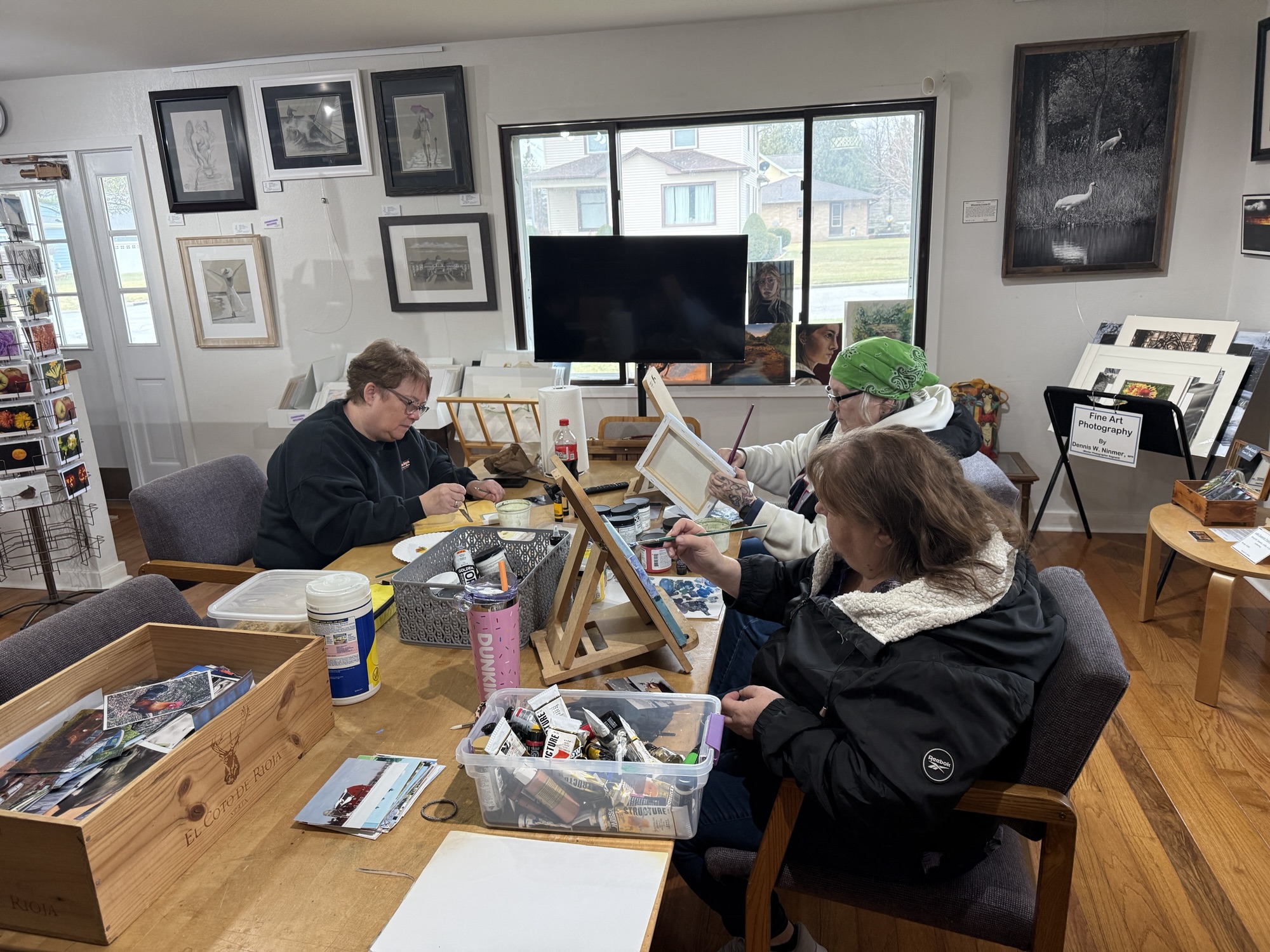 Studio full of artists at Village Art today!